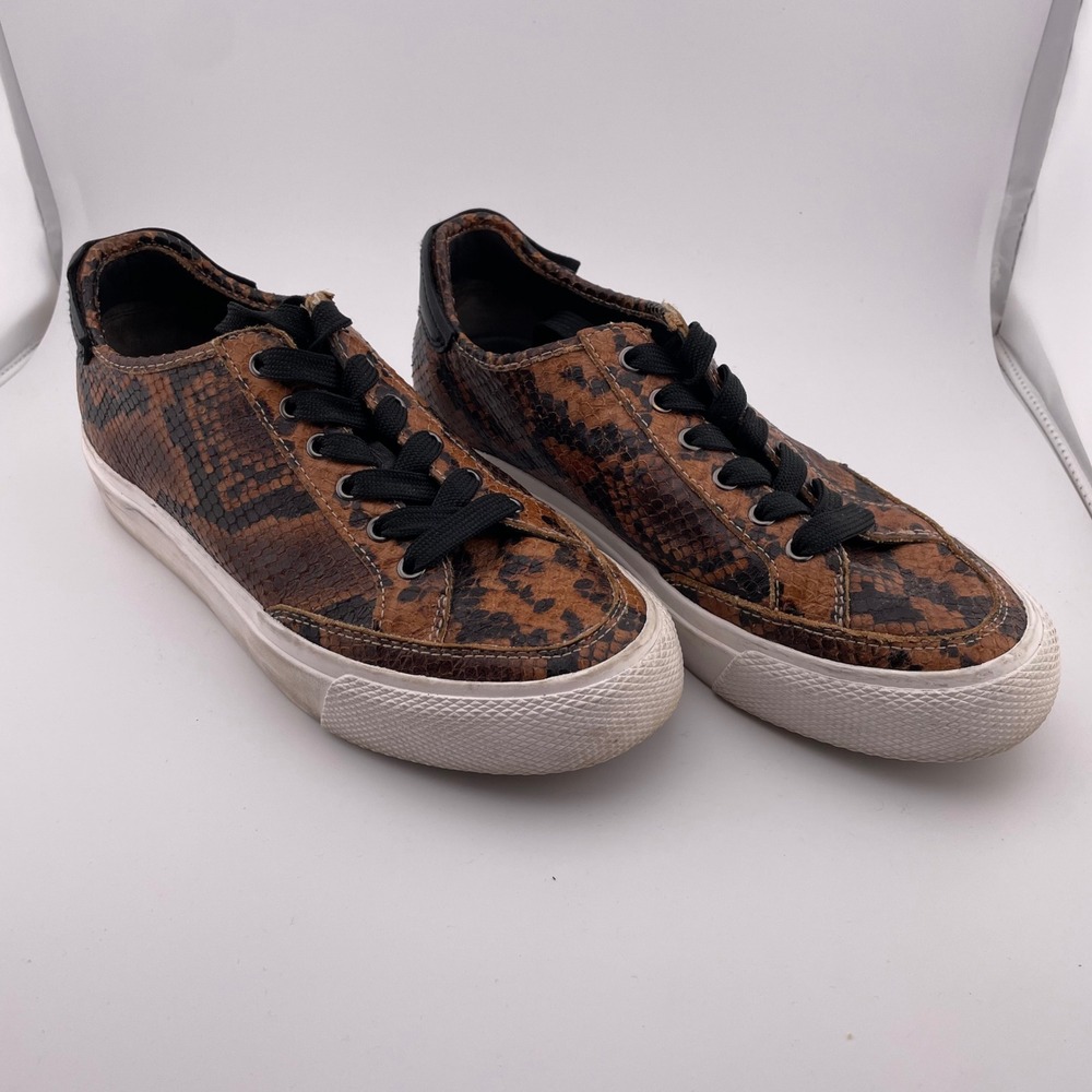Rag‎ & Bone Snakeskin Print Low Top Sneakers Size 38.5 Leather